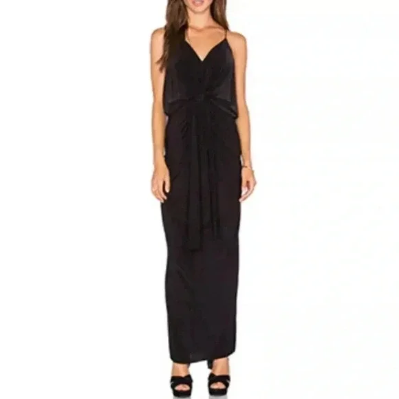 Misa Los Angeles Domino Vneck Knot Front Tie Womens Maxi Dress Size XS - Picture 2 of 9
